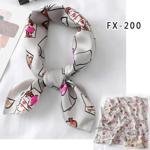 Printed square silk neck scarf by Zita La Belle Elite, featuring a stylish, colorful design perfect for women's fashion accessories.