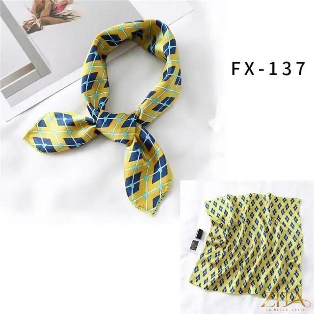Printed square silk neck scarf for women by Zita La Belle Elite, featuring a stylish and versatile design.
