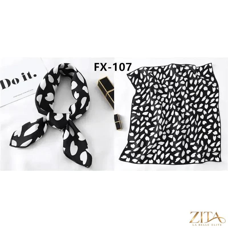 Printed square silk neck scarf for women, stylish and versatile, by Zita La Belle Elite, featuring a colorful floral pattern.