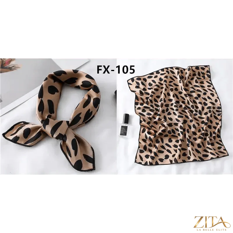 Printed square silk neck scarf for women, stylish and versatile, featuring vibrant patterns from Zita La Belle Elite.